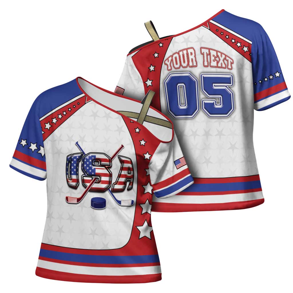 Custom USA Ice Hockey Cross Shoulder Shirt Stars And Stripes