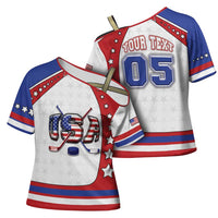Custom USA Ice Hockey Cross Shoulder Shirt Stars And Stripes