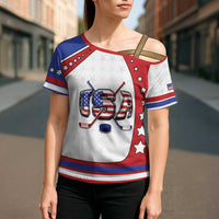 Custom USA Ice Hockey Cross Shoulder Shirt Stars And Stripes