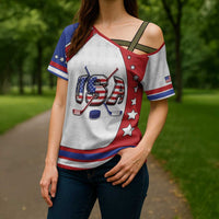 Custom USA Ice Hockey Cross Shoulder Shirt Stars And Stripes