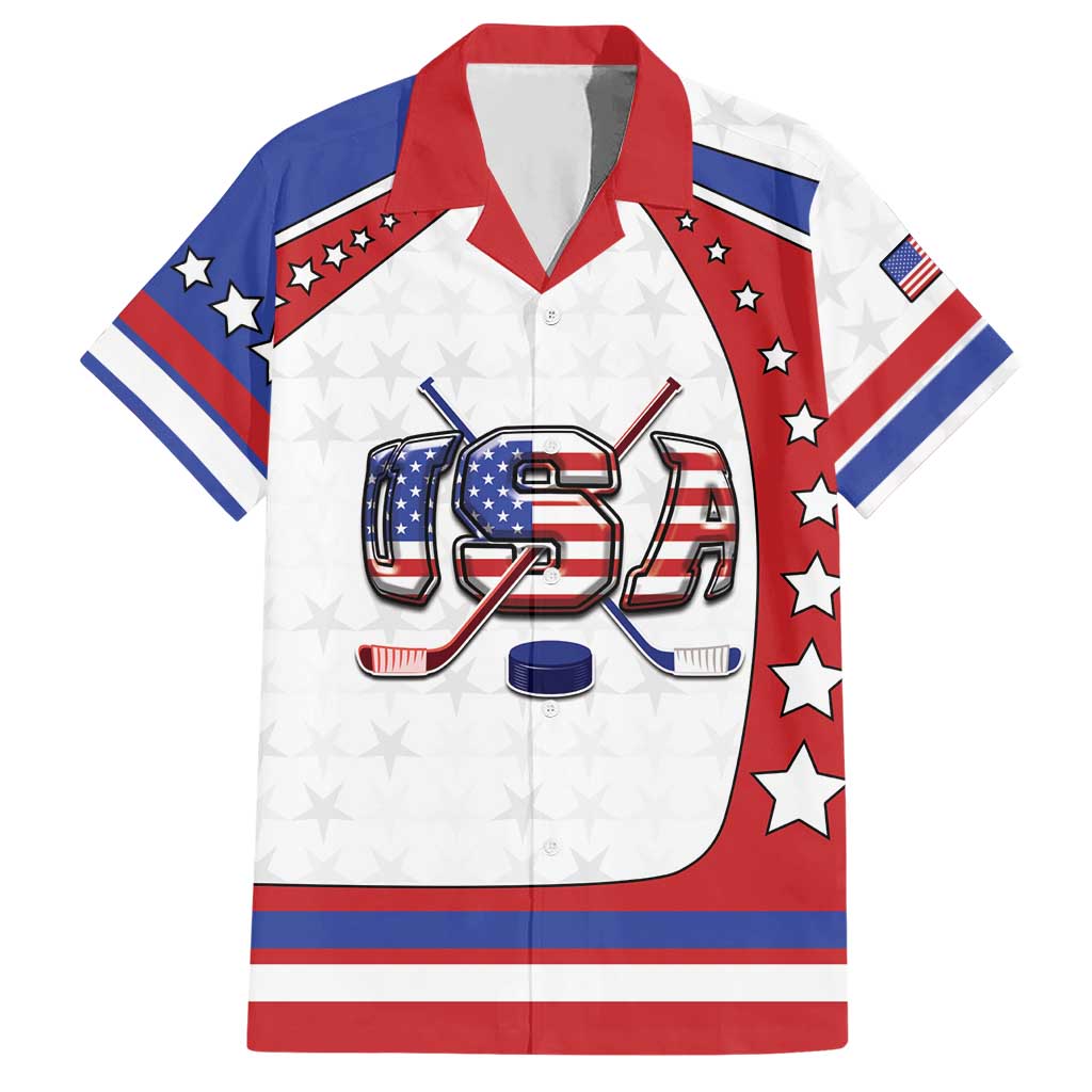 Custom USA Ice Hockey Hawaiian Shirt Stars And Stripes