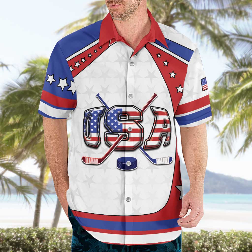 Custom USA Ice Hockey Hawaiian Shirt Stars And Stripes