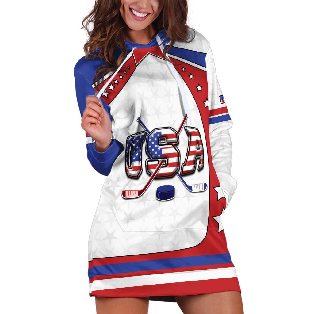 Custom USA Ice Hockey Hoodie Dress Stars And Stripes