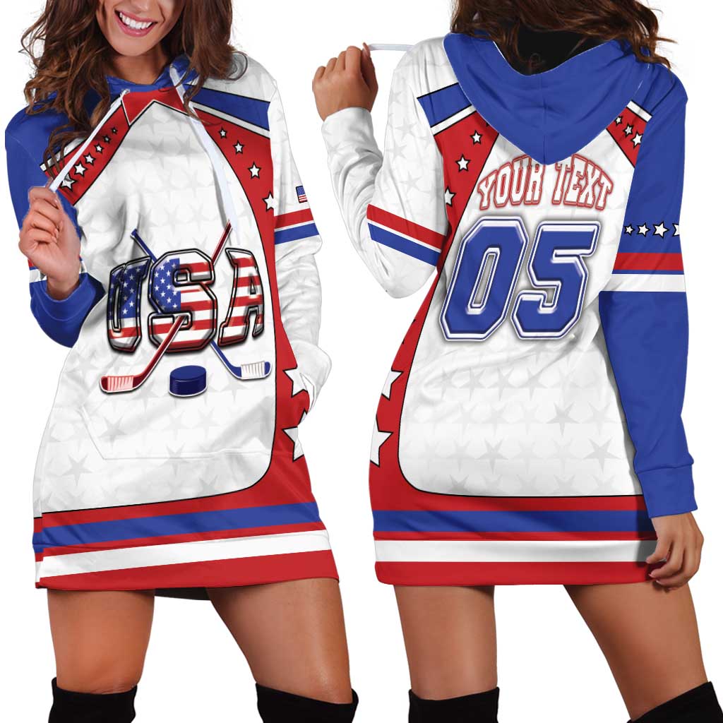 Custom USA Ice Hockey Hoodie Dress Stars And Stripes
