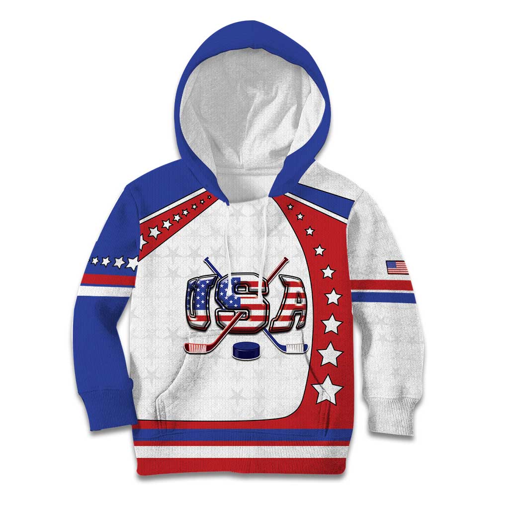 Custom USA Ice Hockey Kid Hoodie Stars And Stripes