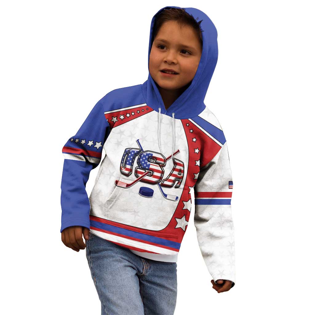 Custom USA Ice Hockey Kid Hoodie Stars And Stripes