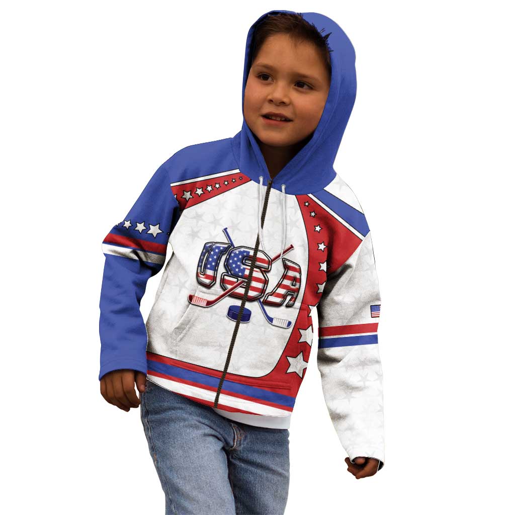 Custom USA Ice Hockey Kid Hoodie Stars And Stripes