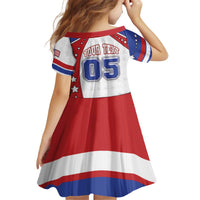 Custom USA Ice Hockey Kid Short Sleeve Dress Stars And Stripes