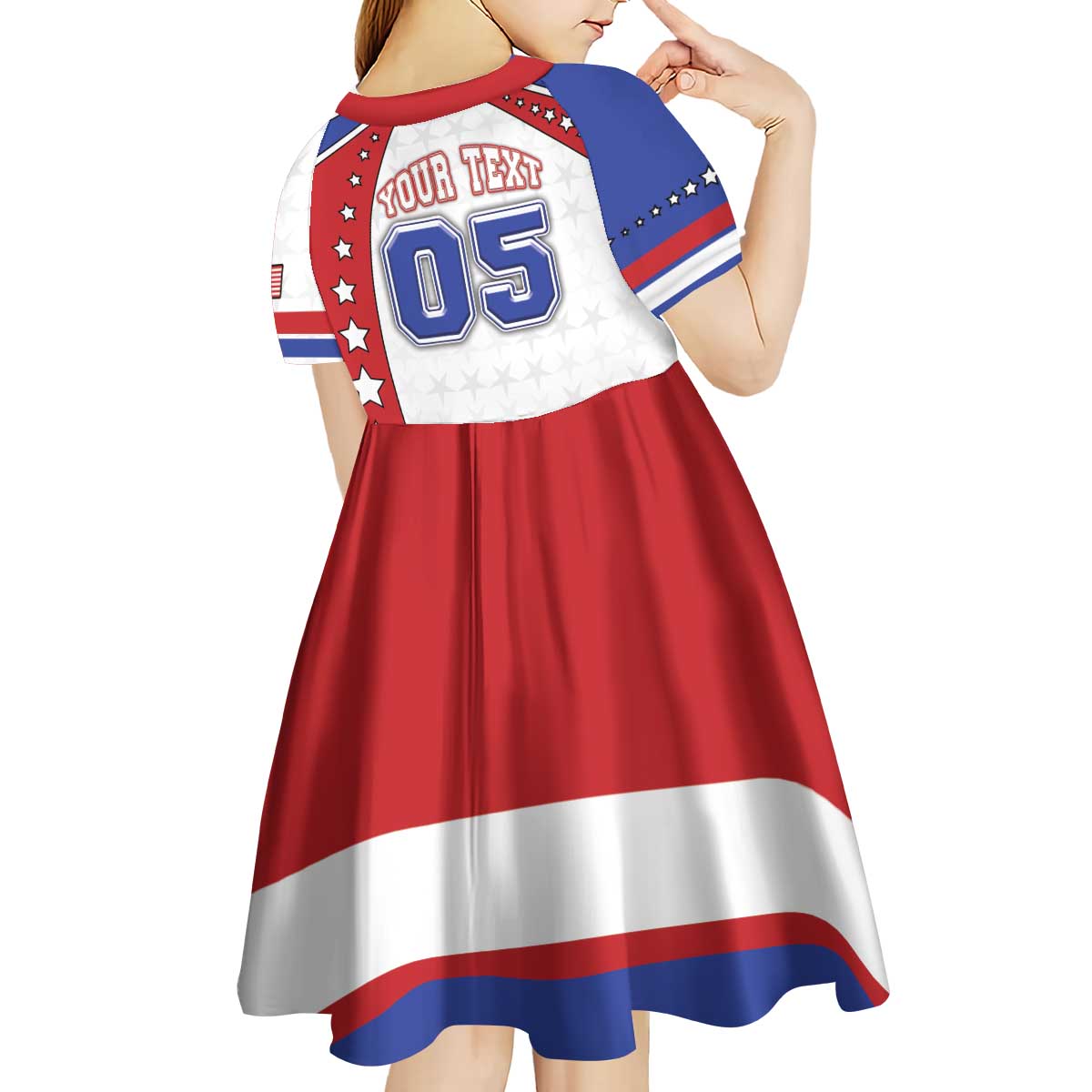 Custom USA Ice Hockey Kid Short Sleeve Dress Stars And Stripes