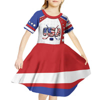 Custom USA Ice Hockey Kid Short Sleeve Dress Stars And Stripes