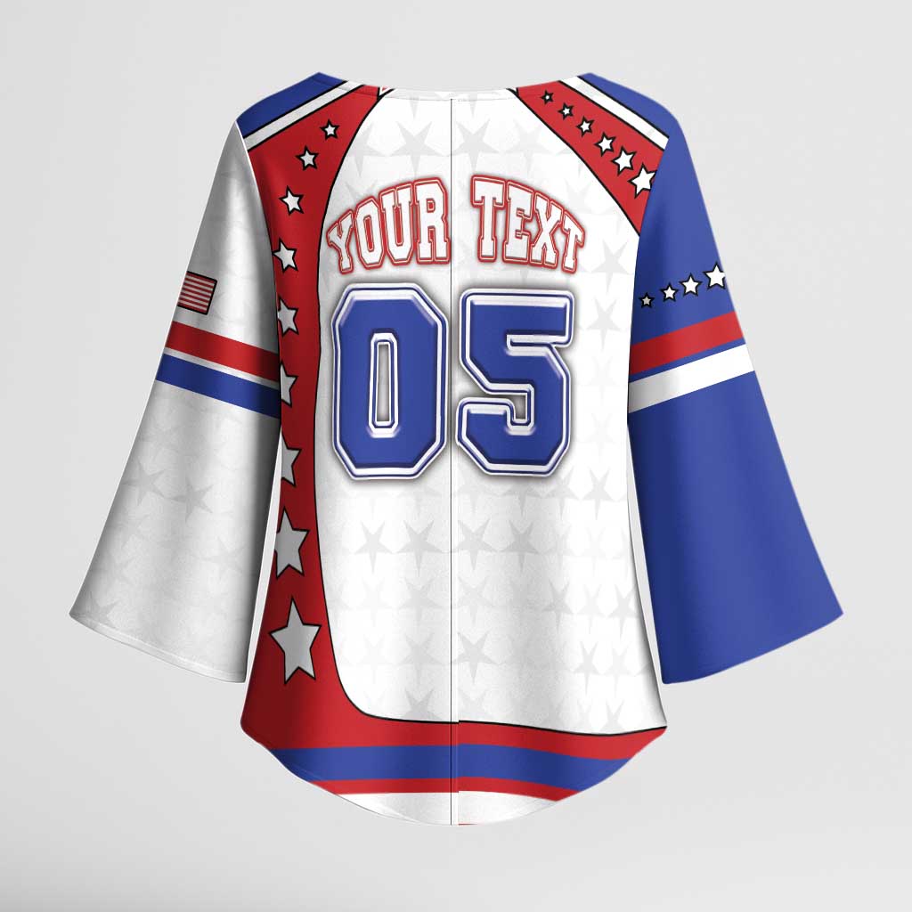 Custom USA Ice Hockey Kimono Sleeve Blouse Stars And Stripes