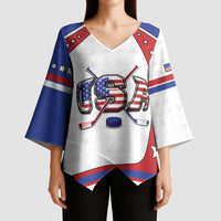 Custom USA Ice Hockey Kimono Sleeve Blouse Stars And Stripes