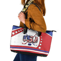 USA Ice Hockey Leather Tote Bag Stars And Stripes