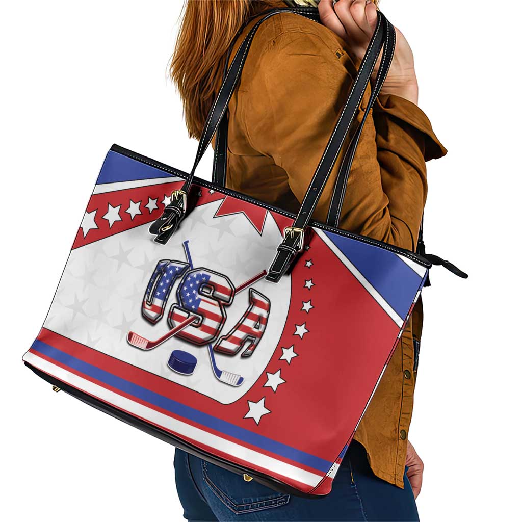 USA Ice Hockey Leather Tote Bag Stars And Stripes
