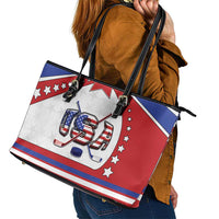 USA Ice Hockey Leather Tote Bag Stars And Stripes