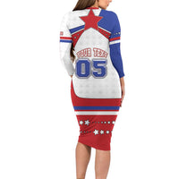 Custom USA Ice Hockey Long Sleeve Bodycon Dress Stars And Stripes