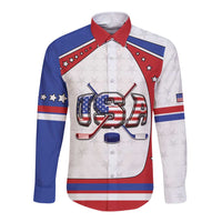 Custom USA Ice Hockey Long Sleeve Button Shirt Stars And Stripes