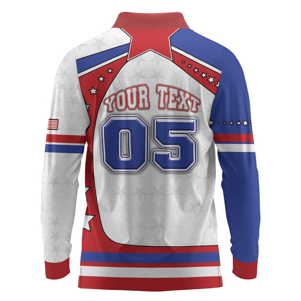 Custom USA Ice Hockey Long Sleeve Polo Shirt Stars And Stripes