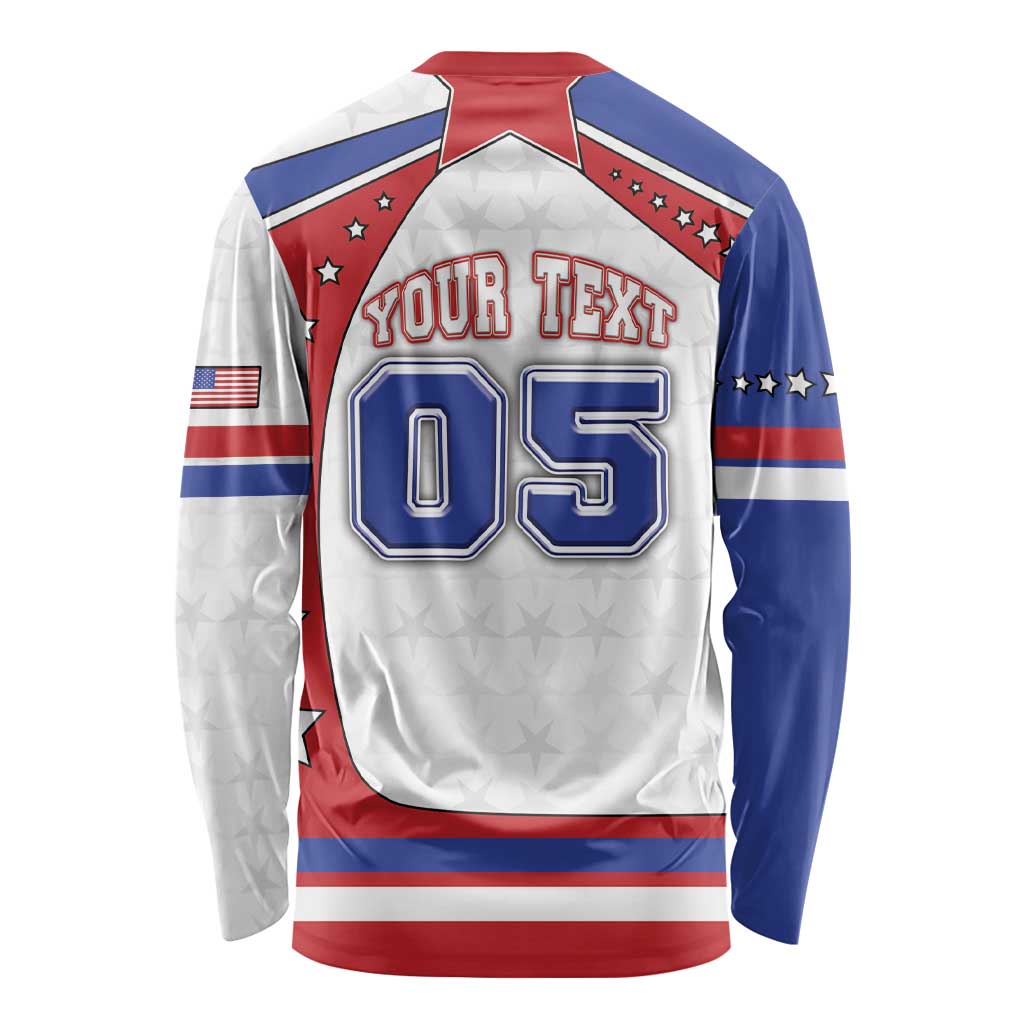 Custom USA Ice Hockey Long Sleeve Shirt Stars And Stripes