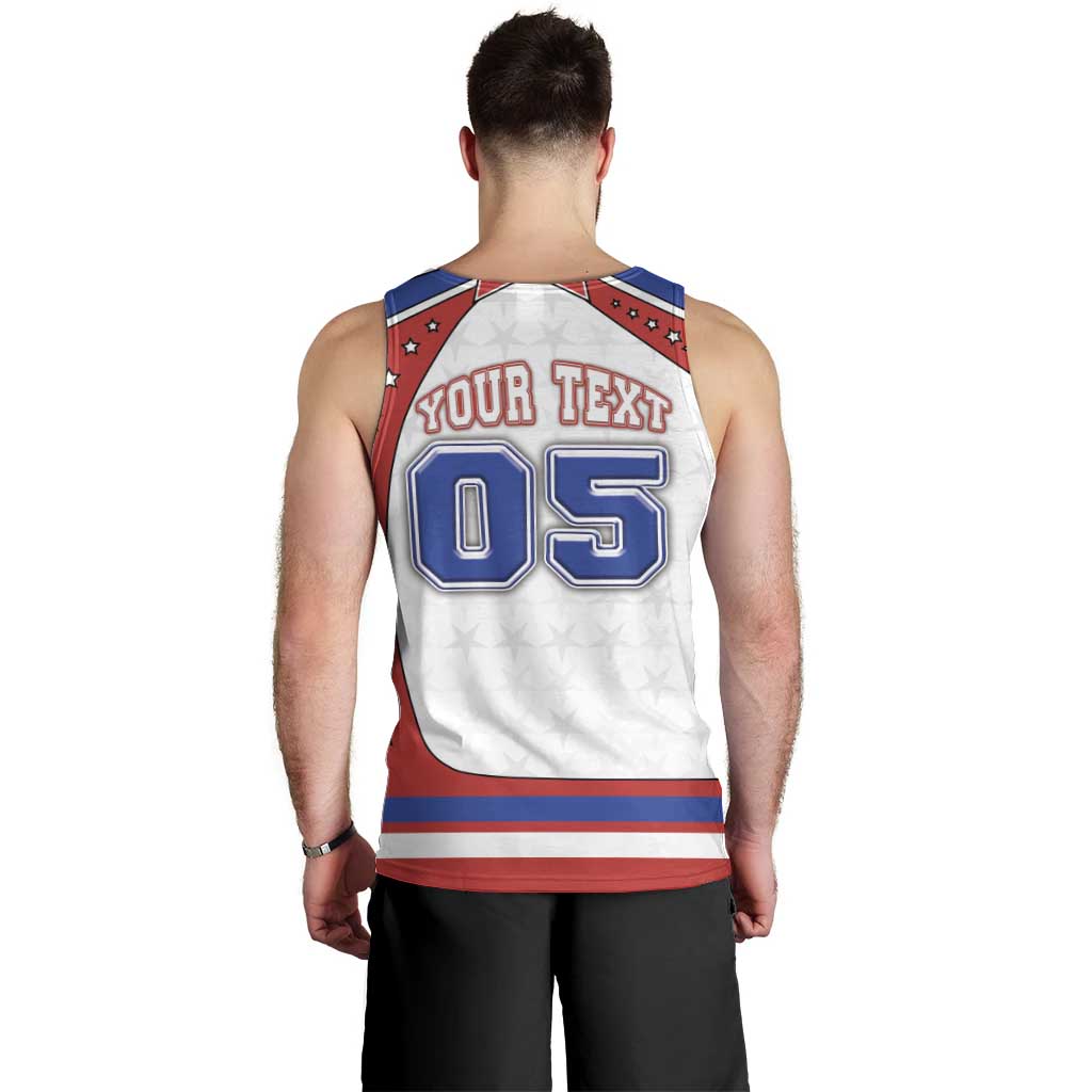 Custom USA Ice Hockey Men Tank Top Stars And Stripes