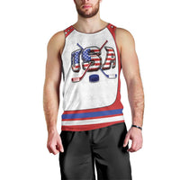 Custom USA Ice Hockey Men Tank Top Stars And Stripes