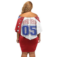 Custom USA Ice Hockey Off Shoulder Short Dress Stars And Stripes