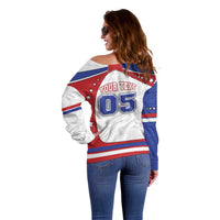 Custom USA Ice Hockey Off Shoulder Sweater Stars And Stripes