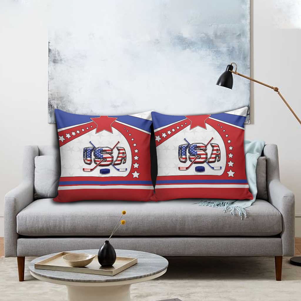 USA Ice Hockey Pillow Cover Stars And Stripes