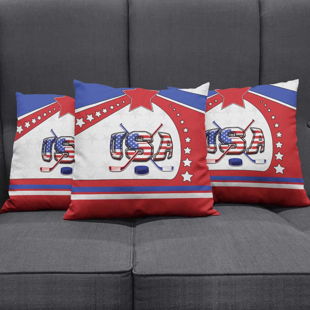 USA Ice Hockey Pillow Cover Stars And Stripes