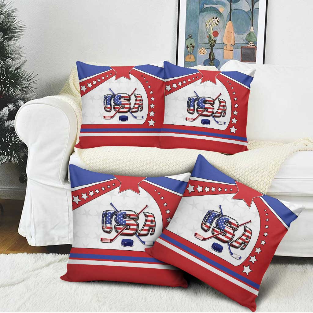 USA Ice Hockey Pillow Cover Stars And Stripes