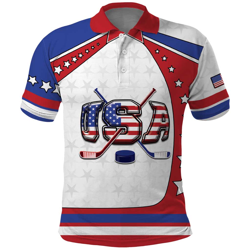 Custom USA Ice Hockey Polo Shirt Stars And Stripes