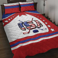 USA Ice Hockey Quilt Bed Set Stars And Stripes