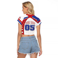 Custom USA Ice Hockey Raglan Cropped T Shirt Stars And Stripes