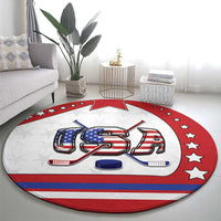 USA Ice Hockey Round Carpet Stars And Stripes
