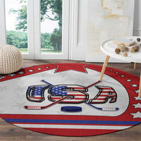 USA Ice Hockey Round Carpet Stars And Stripes