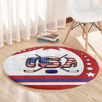 USA Ice Hockey Round Carpet Stars And Stripes
