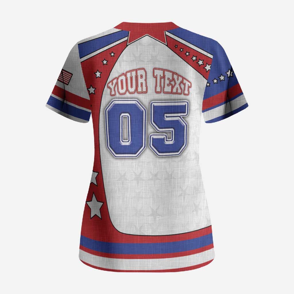 Custom USA Ice Hockey Scrub Top Stars And Stripes
