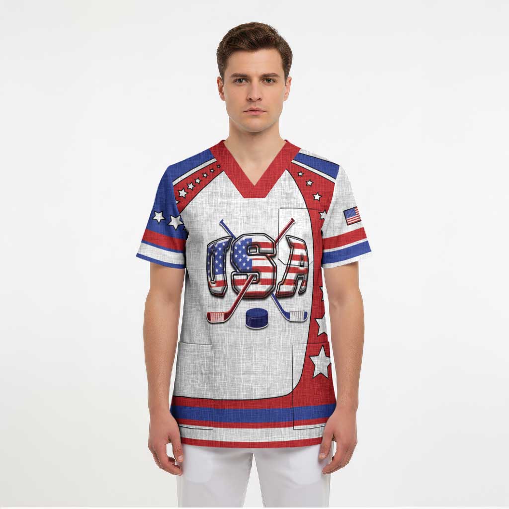 Custom USA Ice Hockey Scrub Top Stars And Stripes