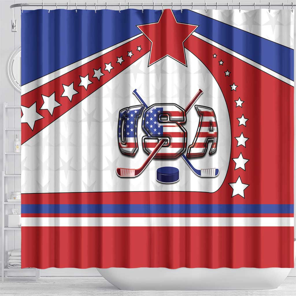 USA Ice Hockey Shower Curtain Stars And Stripes