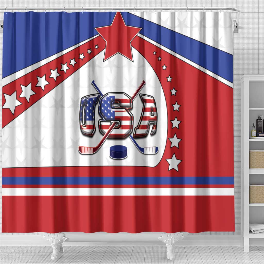USA Ice Hockey Shower Curtain Stars And Stripes