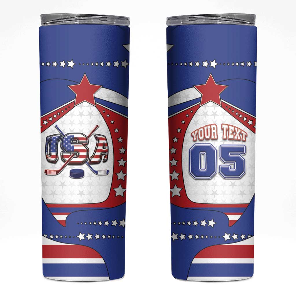 Custom USA Ice Hockey Skinny Tumbler Stars And Stripes