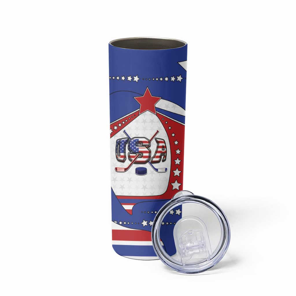 Custom USA Ice Hockey Skinny Tumbler Stars And Stripes