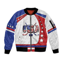 Custom USA Ice Hockey Sleeve Zip Bomber Jacket Stars And Stripes