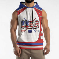 Custom USA Ice Hockey Sleeveless Hoodie Stars And Stripes