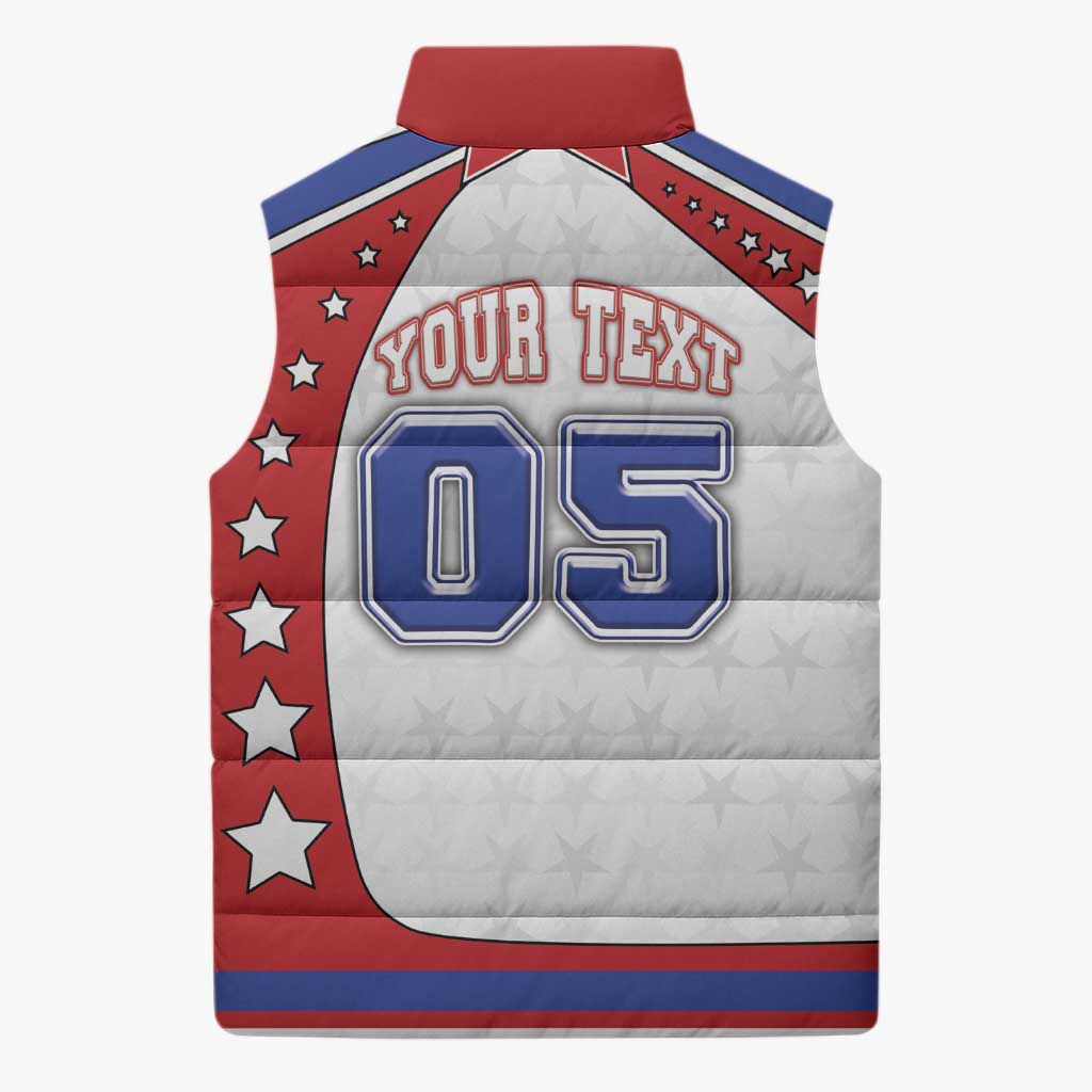 Custom USA Ice Hockey Sleeveless Puffer Jacket Stars And Stripes