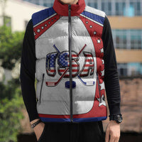 Custom USA Ice Hockey Sleeveless Puffer Jacket Stars And Stripes