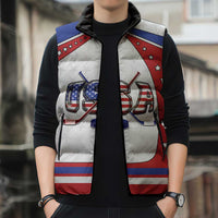 Custom USA Ice Hockey Sleeveless Puffer Jacket Stars And Stripes