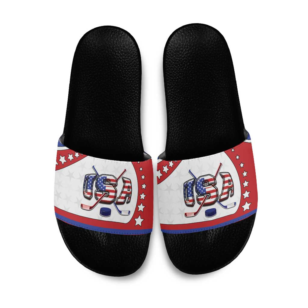 USA Ice Hockey Slide Sandals Stars And Stripes