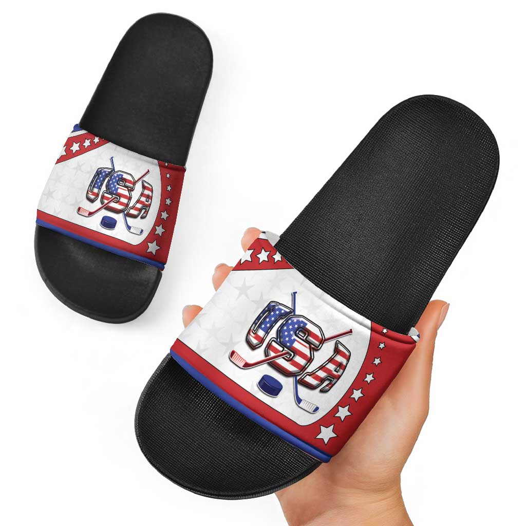 USA Ice Hockey Slide Sandals Stars And Stripes