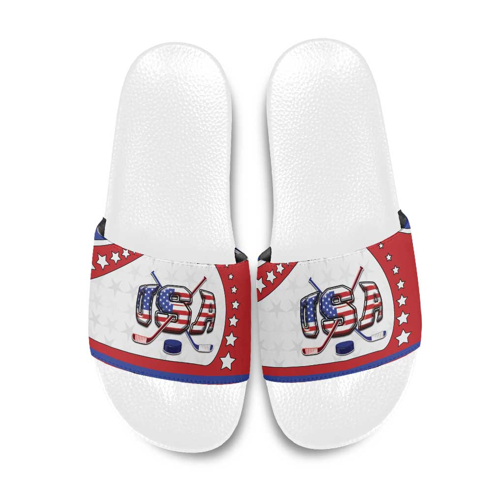 USA Ice Hockey Slide Sandals Stars And Stripes
